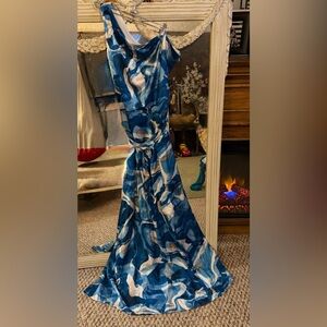 Nicole Miller, watercolor, abstract maxi dress